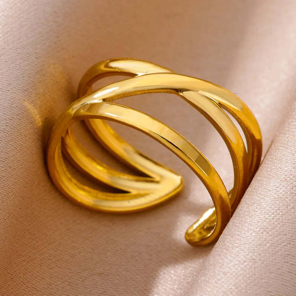 Cinderella Luxury Rings Collection - 316L Stainless Steel Gold Rings for Women