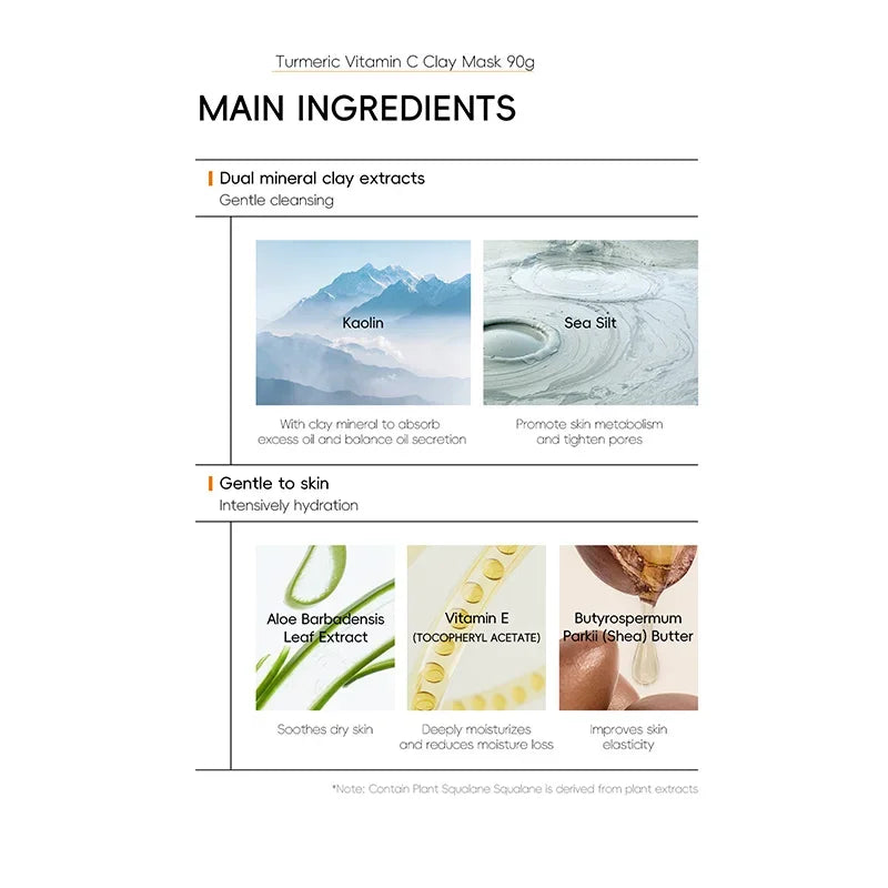 Mascarilla facial de cúrcuma y vitamina C para una limpieza profunda de los poros y una piel radiante: cuidado exfoliante y refinador.